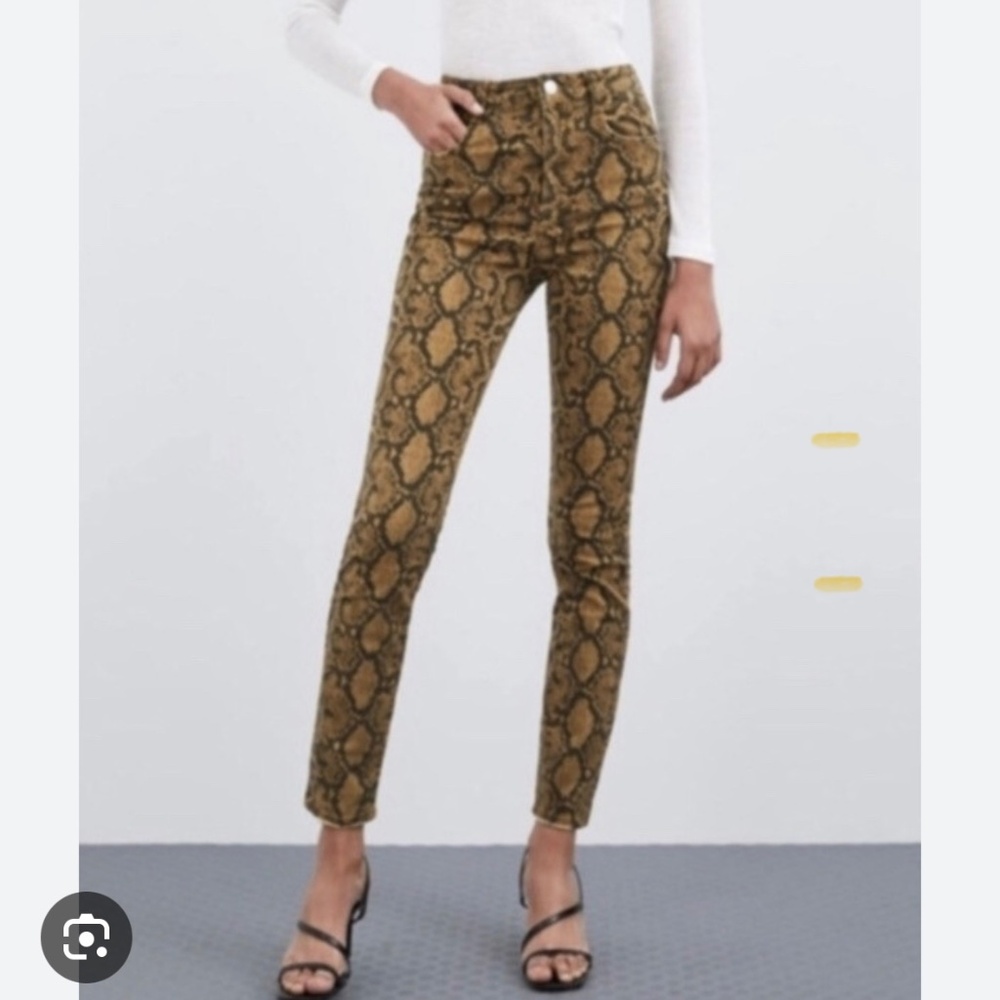 Zara brown python snake print skinny jean